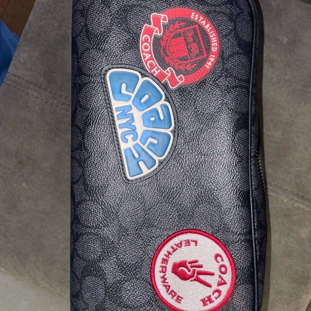 Coach Black Toiletry Bag with Colorful Patches